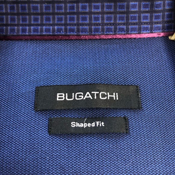 Bugatchi Shaped Fit Button Up Long Sleeve Blue Shirt - Picture 5 of 10